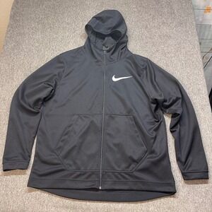 Nike Hoodie Mens XL Black Basketball Dri-FIT Full Zip Hooded Swoosh Athletic